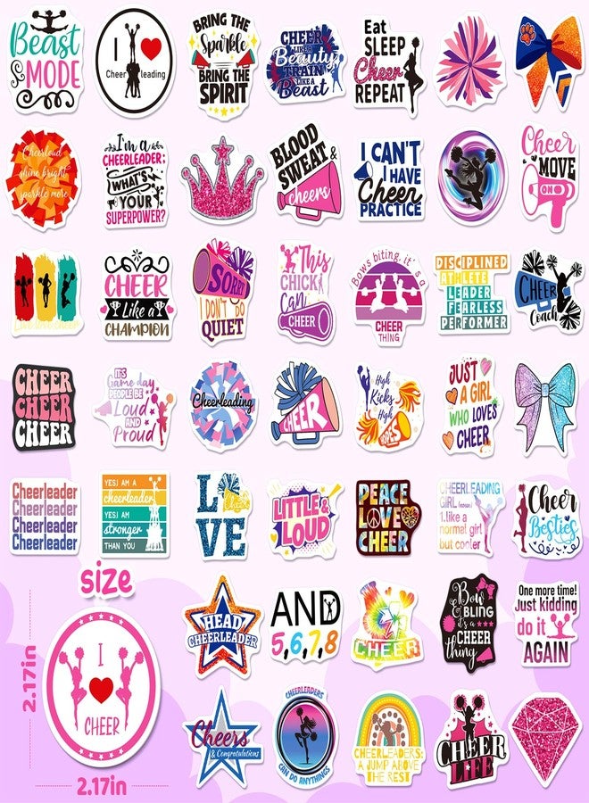 WAKEMOODEI 100PCS Cheer Stickers for Girls, Cheerleading Stickers Bulk, Pink Cheer Stuff Party Favors, Cheerleader Vinyl Sticker Pack for Water Bottle Laptop Goodie Bag - Image 2